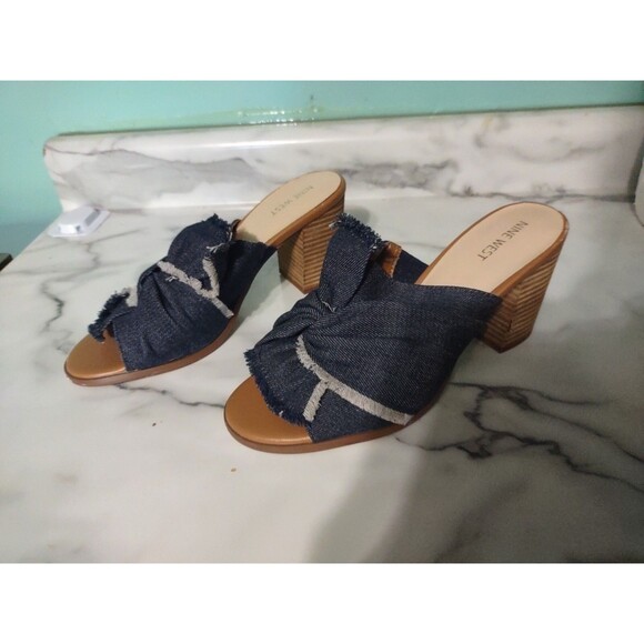 Nine West Denim Heel Sandal Women's 10 EUC Cute Summer - Picture 1 of 8